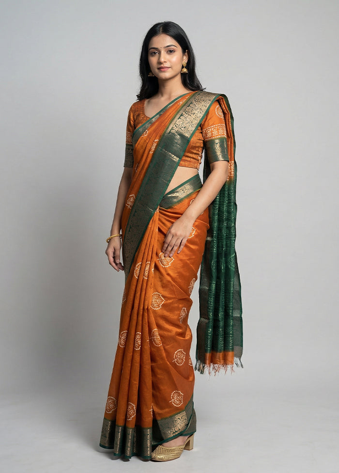 Yellow Cotton Saree With Blouse Piece