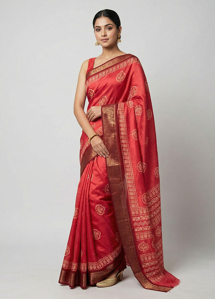 Pink Cotton Saree With Blouse Piece