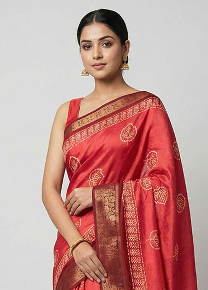 Pink Cotton Saree With Blouse Piece