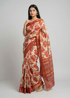 White Cotton Saree With Blouse Piece