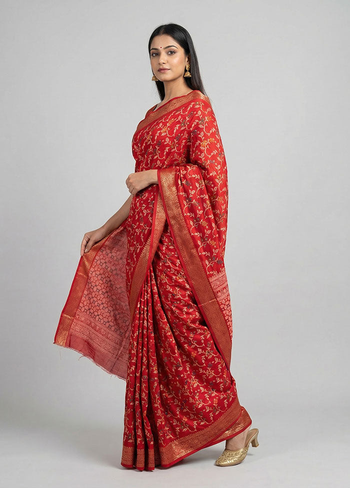 Pink Cotton Saree With Blouse Piece