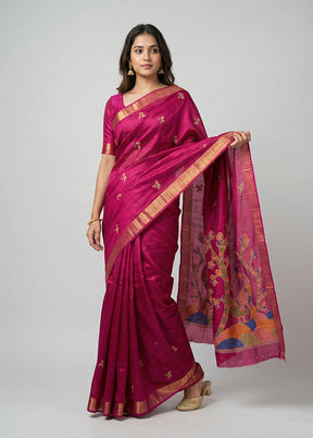 Purple Cotton Saree With Blouse Piece