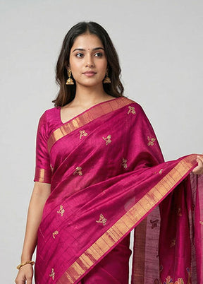 Purple Cotton Saree With Blouse Piece