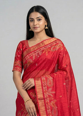 Pink Cotton Saree With Blouse Piece