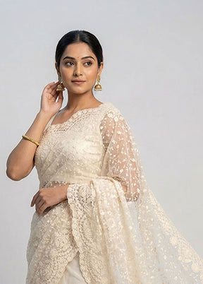 White Organza Saree With Blouse Piece