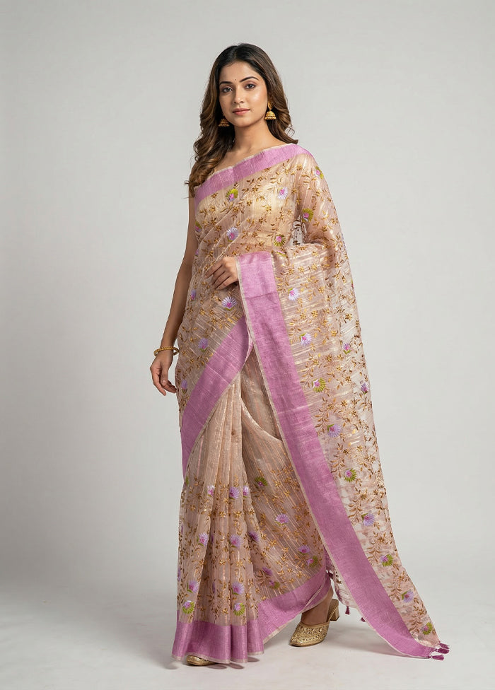 Pink Organza Saree With Blouse Piece