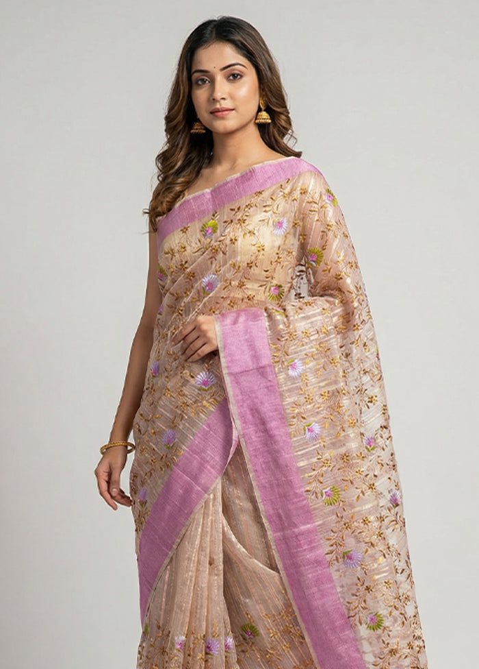 Pink Organza Saree With Blouse Piece