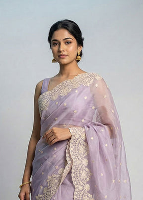 Purple Organza Saree With Blouse Piece