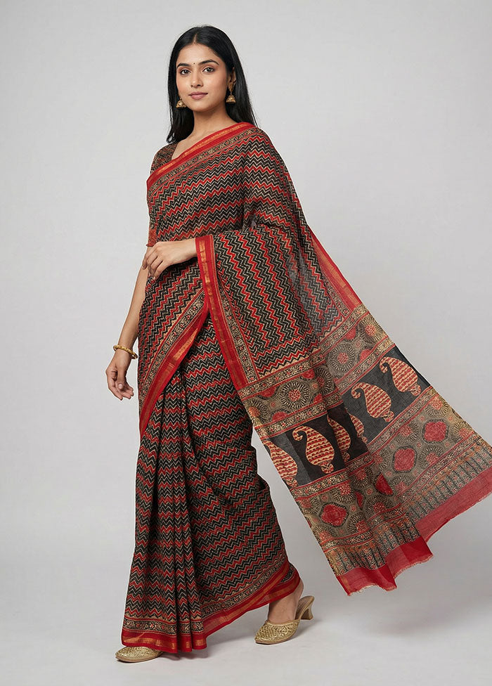 Multicolor Chanderi Silk Saree With Blouse Piece