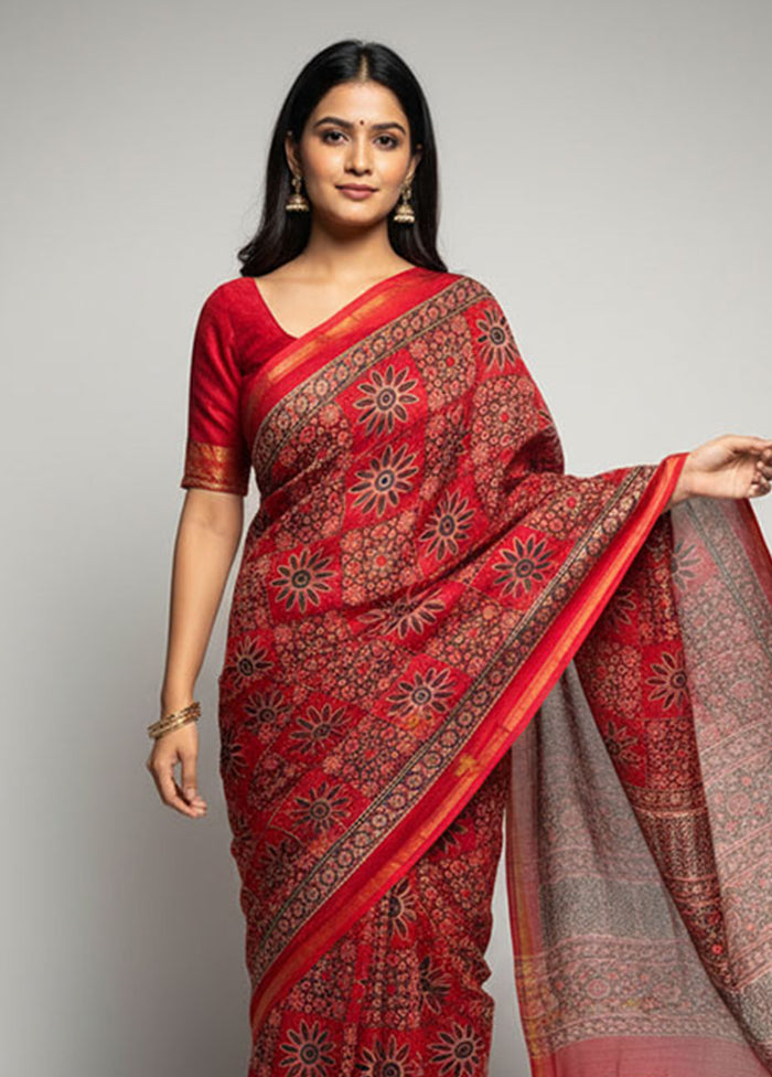 Multicolor Chanderi Silk Saree With Blouse Piece