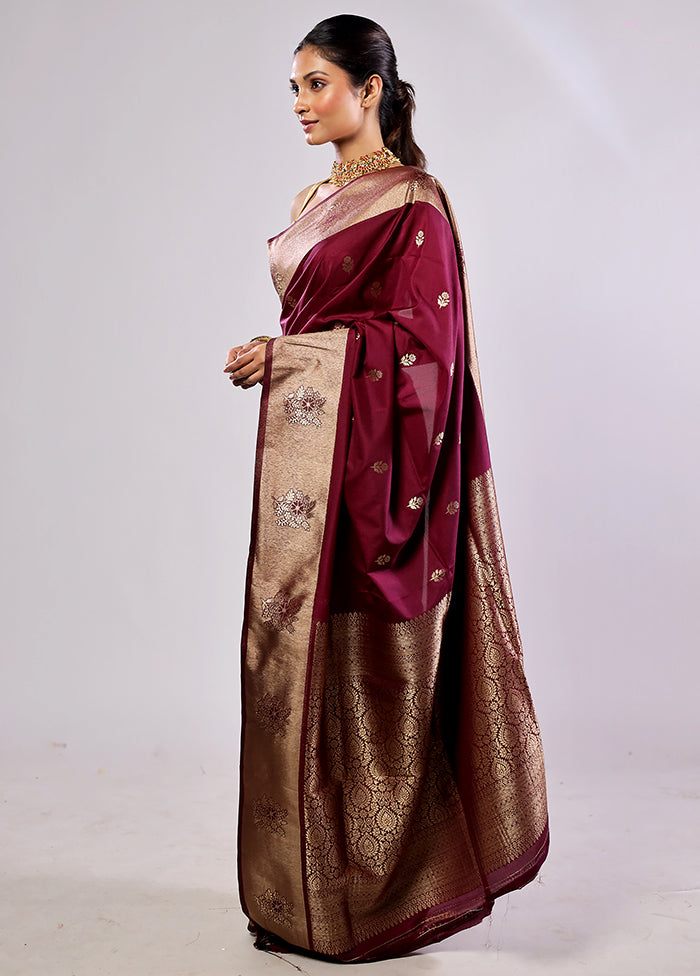 Purple Katan Silk Saree With Blouse Piece