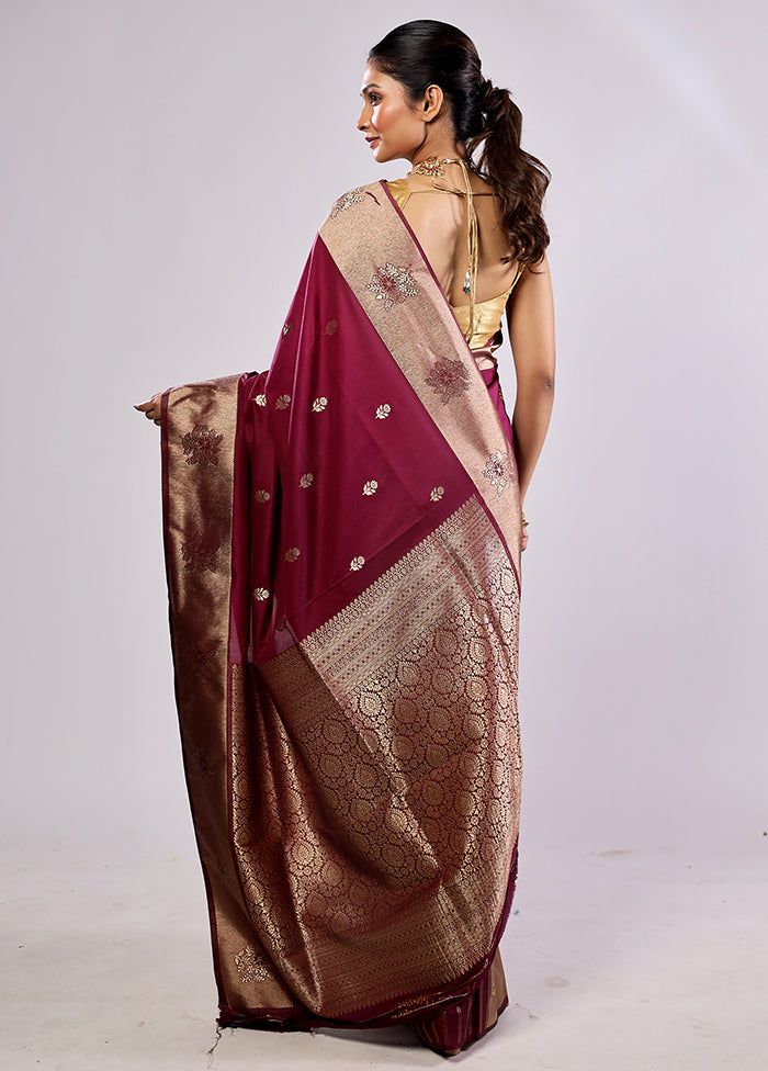 Purple Katan Silk Saree With Blouse Piece