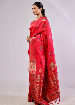 Pink Katan Silk Saree With Blouse Piece