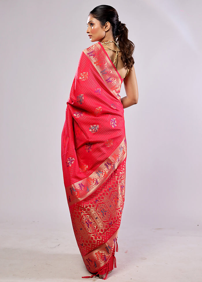 Pink Katan Silk Saree With Blouse Piece