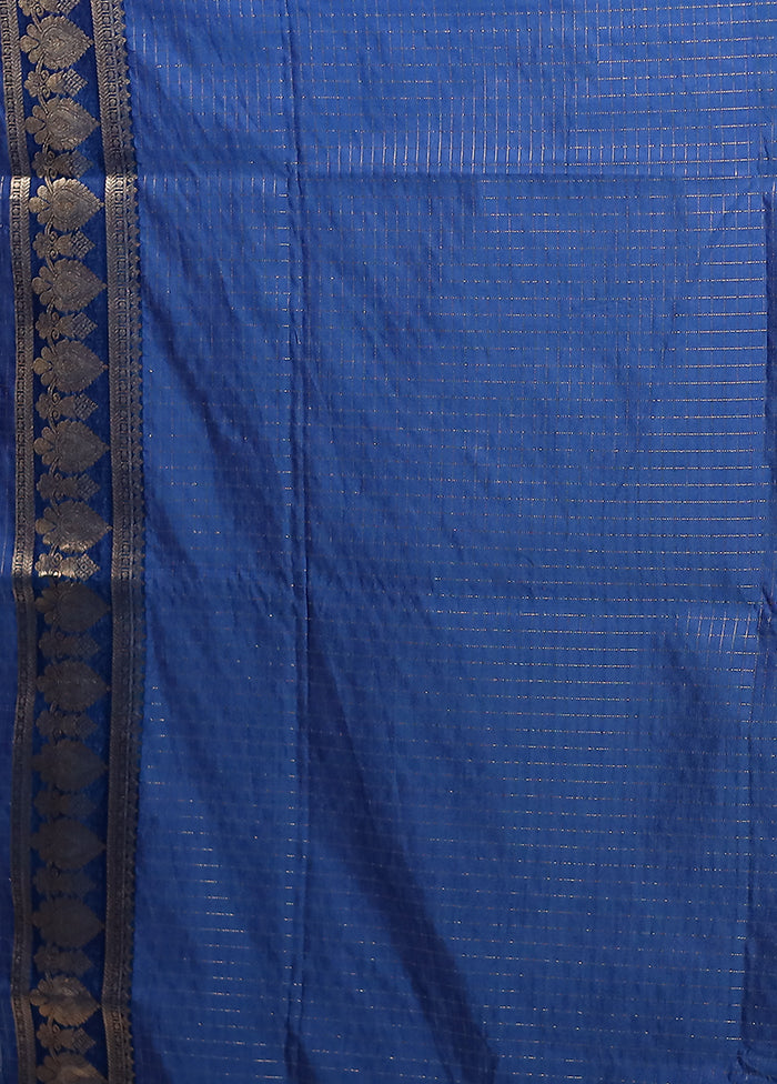 Blue Katan Silk Saree With Blouse Piece