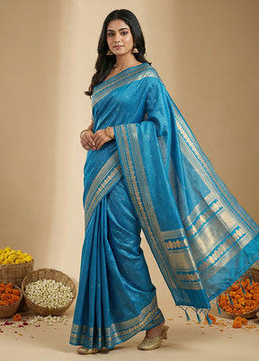 Green Katan Silk Saree With Blouse Piece