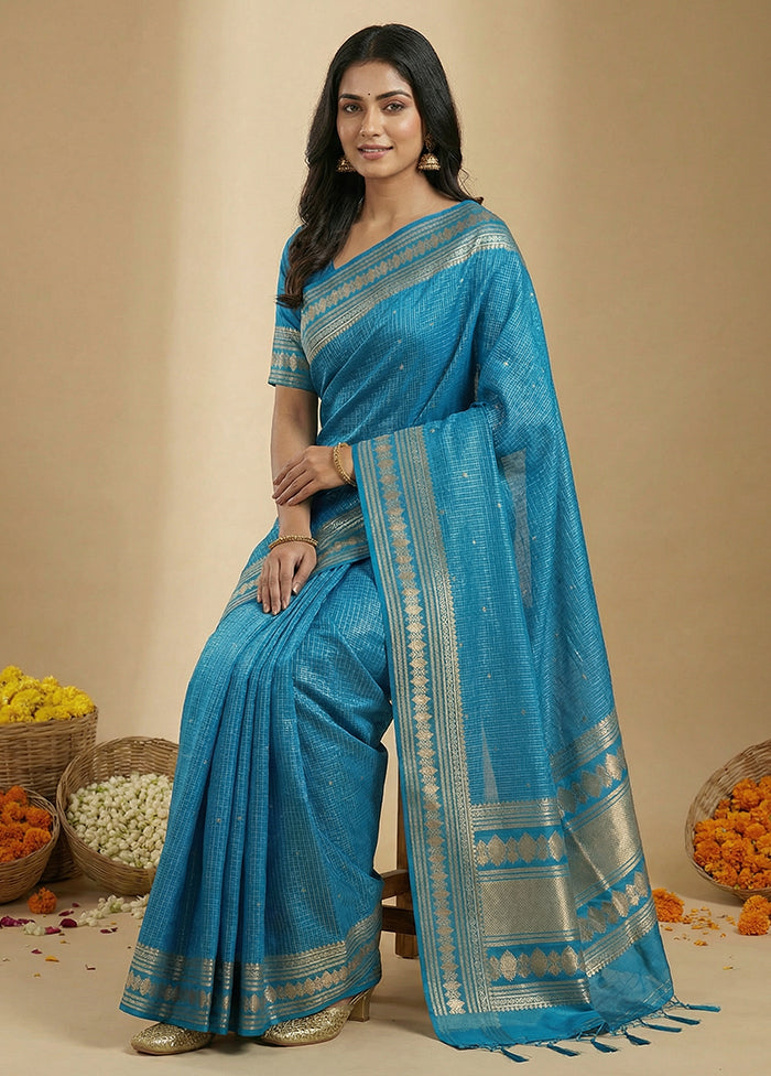 Green Katan Silk Saree With Blouse Piece