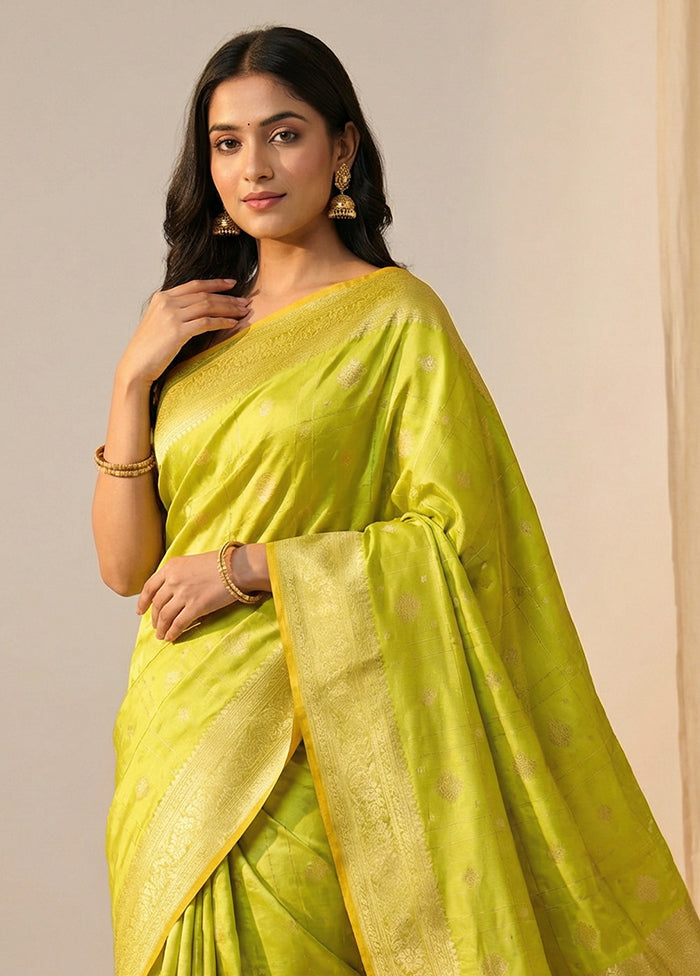 Green Katan Silk Saree With Blouse Piece