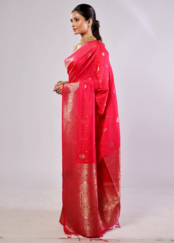 Pink Katan Silk Saree With Blouse Piece
