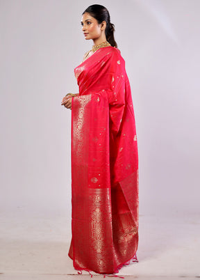 Pink Katan Silk Saree With Blouse Piece