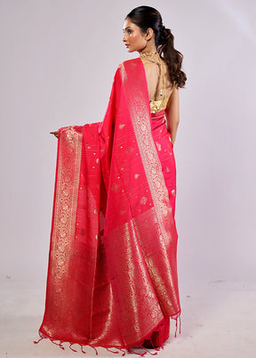 Pink Katan Silk Saree With Blouse Piece