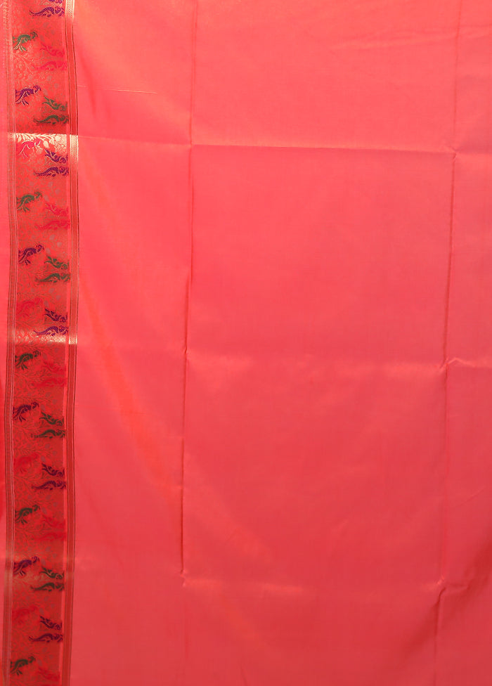 Rust Katan Silk Saree With Blouse Piece