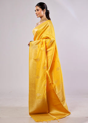 Yellow Katan Silk Saree With Blouse Piece