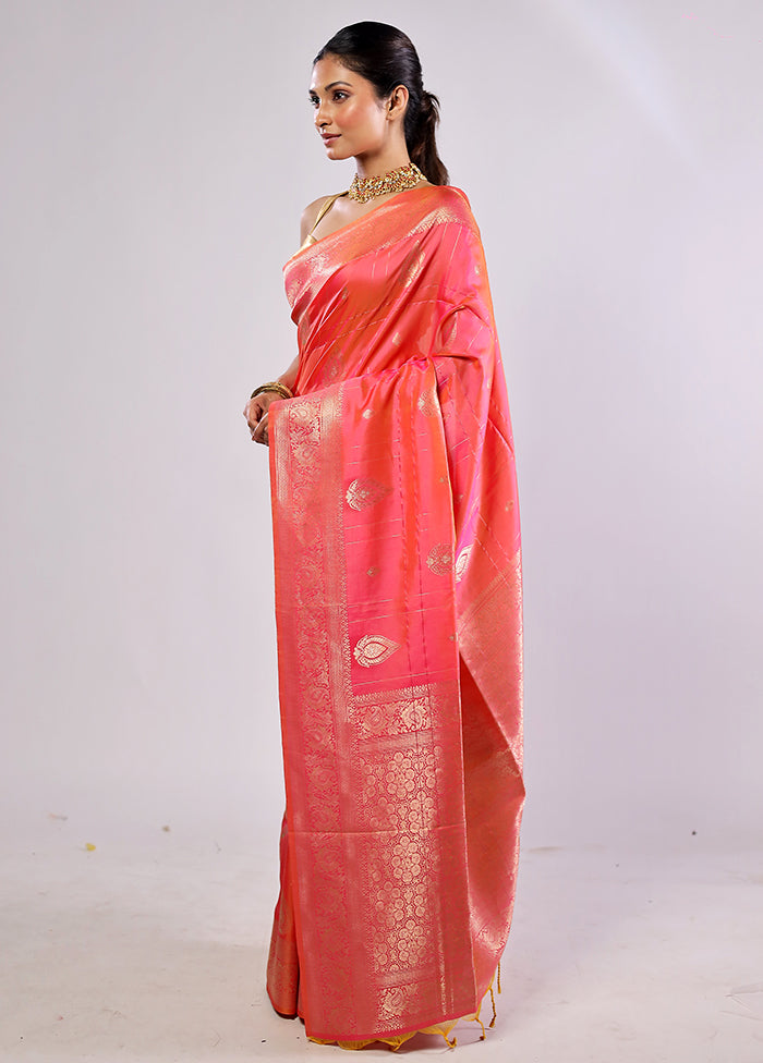 Pink Katan Silk Saree With Blouse Piece