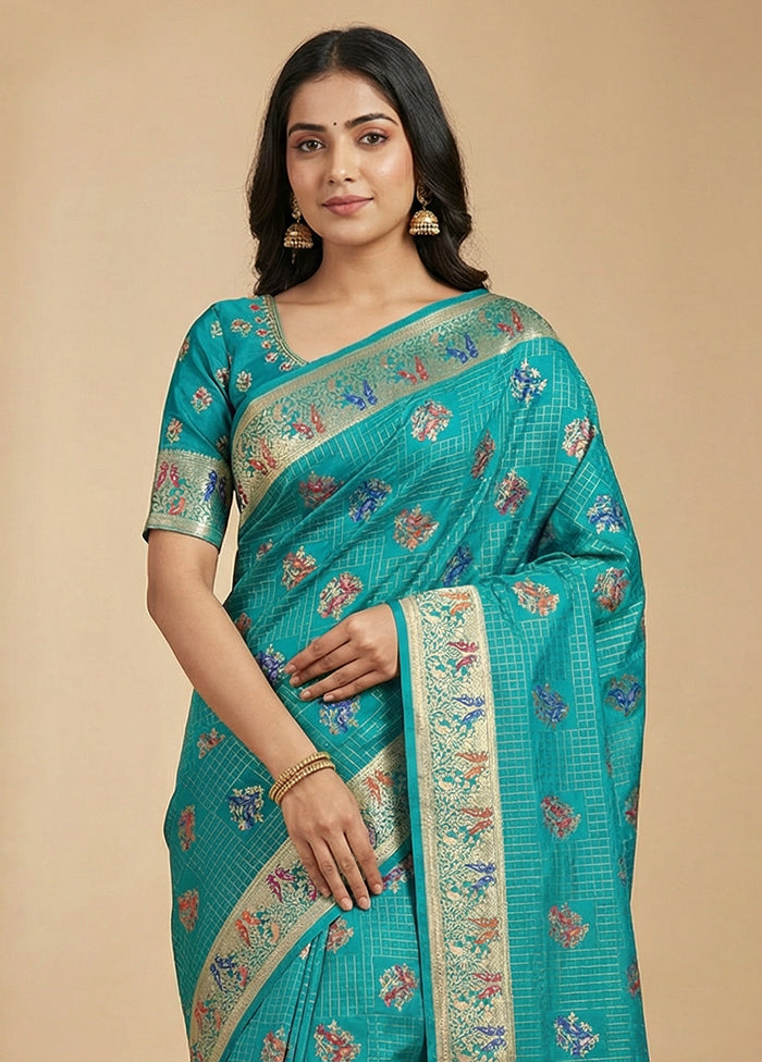 Green Katan Silk Saree With Blouse Piece