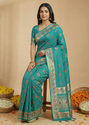 Green Katan Silk Saree With Blouse Piece