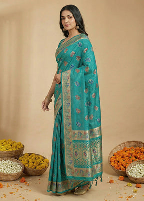 Green Katan Silk Saree With Blouse Piece