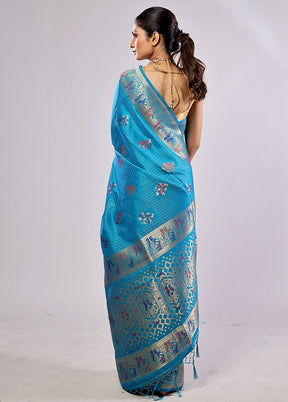 Green Katan Silk Saree With Blouse Piece