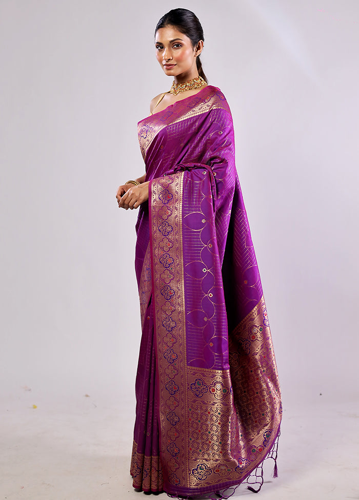 Purple Katan Silk Saree With Blouse Piece