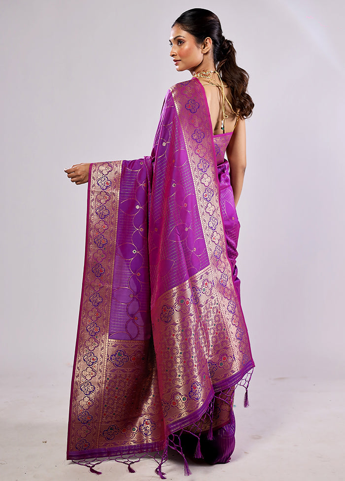 Purple Katan Silk Saree With Blouse Piece