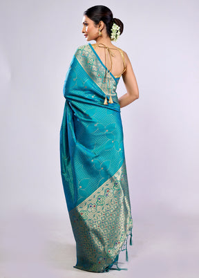 Green Katan Silk Saree With Blouse Piece