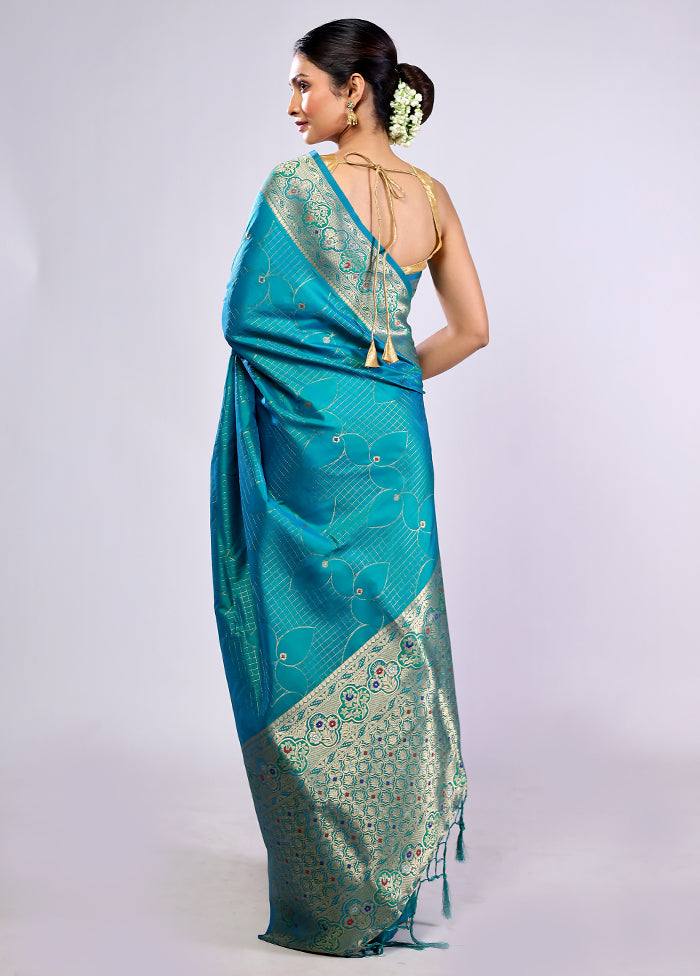 Green Katan Silk Saree With Blouse Piece