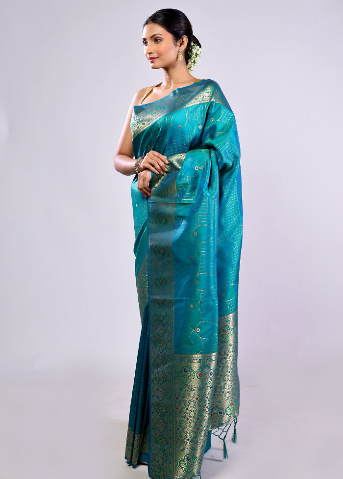 Green Katan Silk Saree With Blouse Piece