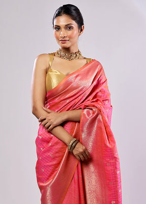 Pink Katan Silk Saree With Blouse Piece