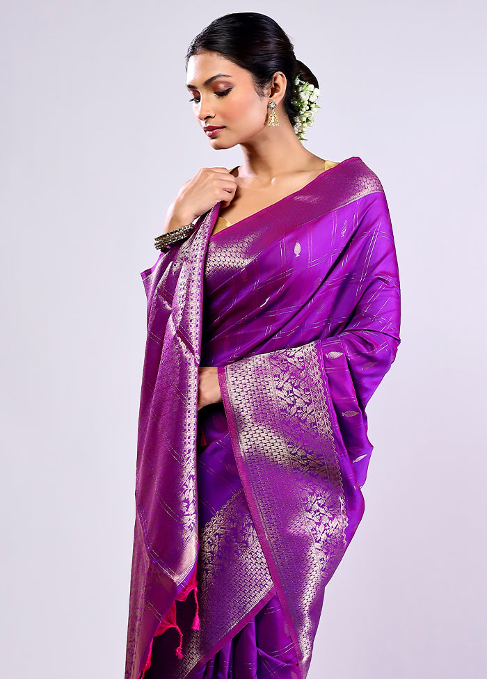Purple Katan Silk Saree With Blouse Piece