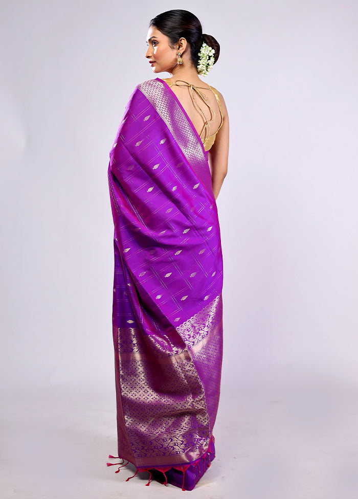 Purple Katan Silk Saree With Blouse Piece