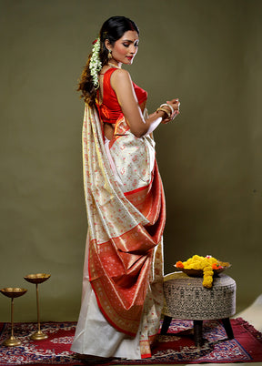 White Organza Saree With Blouse Piece