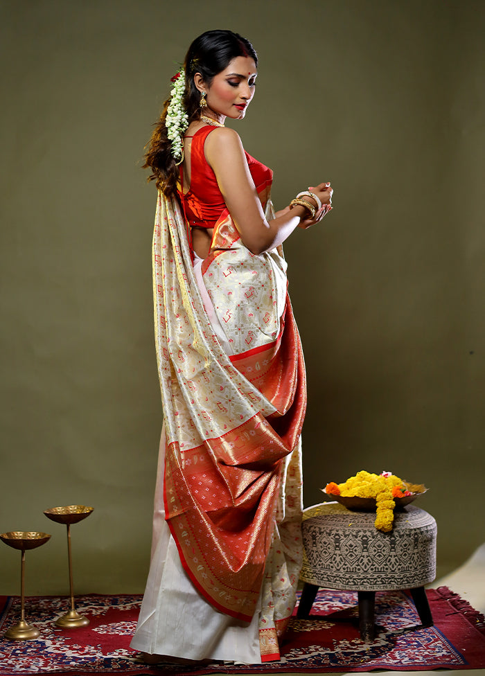 White Organza Saree With Blouse Piece