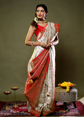 White Organza Saree With Blouse Piece