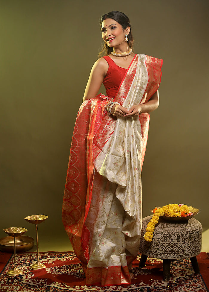 White Organza Saree With Blouse Piece