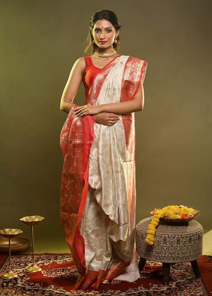 White Organza Saree With Blouse Piece