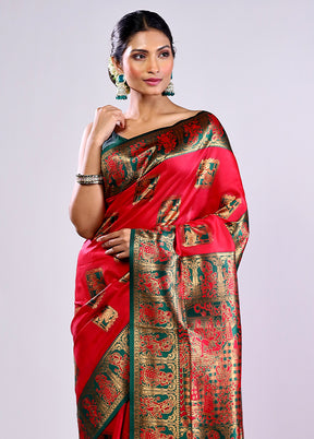 Pink Baluchari Silk Saree With Blouse Piece