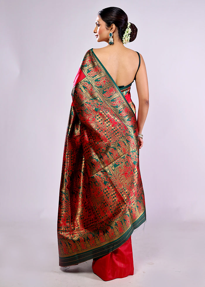 Pink Baluchari Silk Saree With Blouse Piece