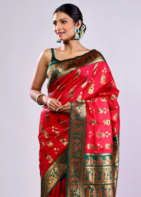 Pink Baluchari Silk Saree With Blouse Piece