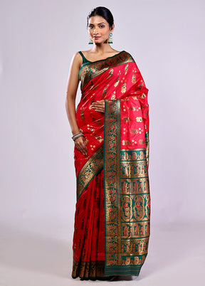 Pink Baluchari Silk Saree With Blouse Piece