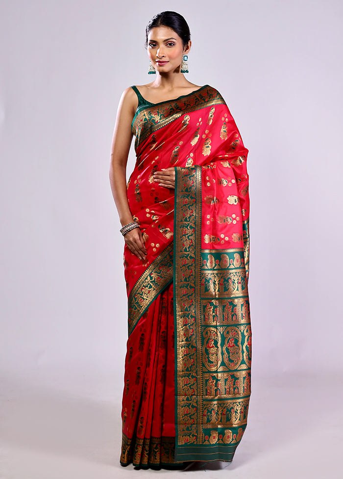 Pink Baluchari Silk Saree With Blouse Piece